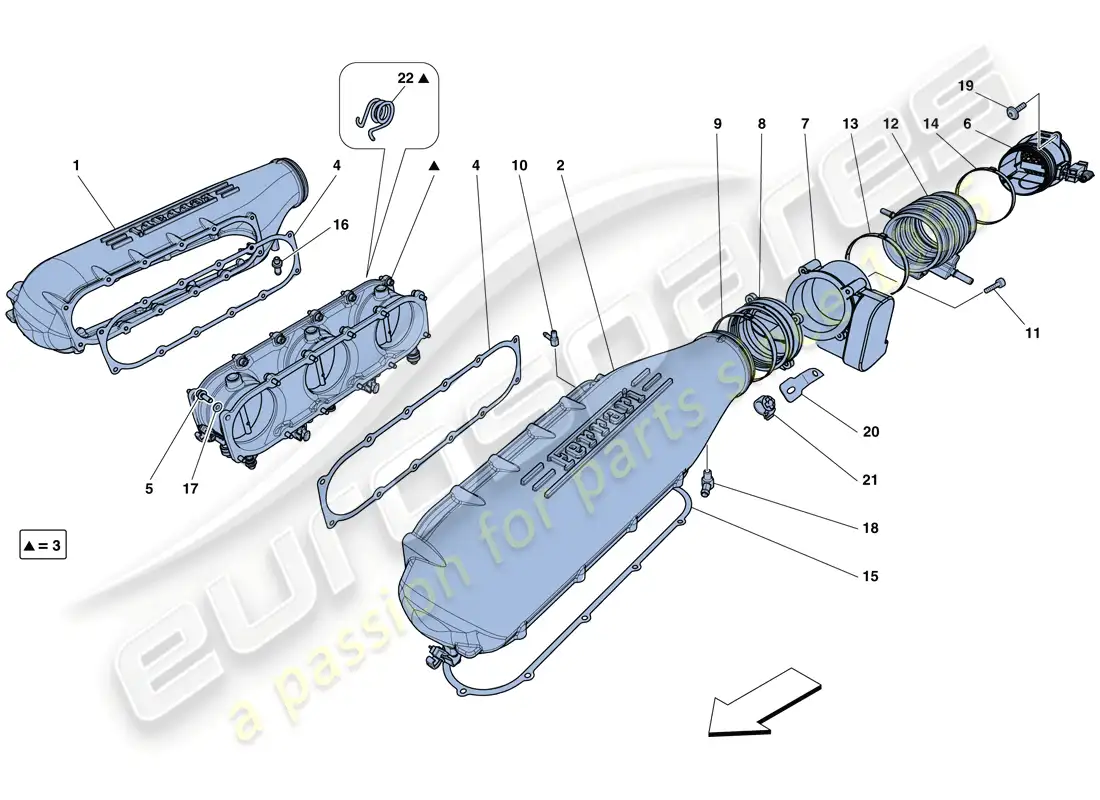 ferrari 458 speciale (usa) tapa del colector de admisión diagrama de piezas