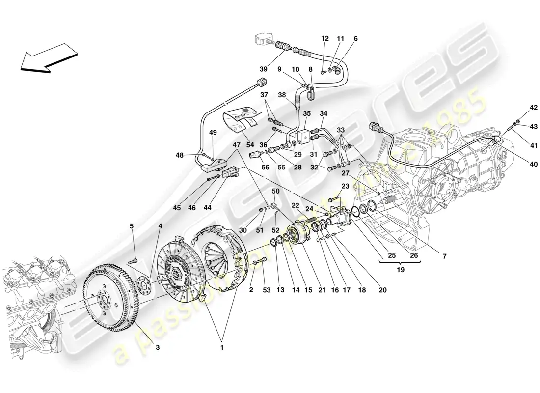 ferrari f430 scuderia (europe) embrague y controles diagrama de piezas