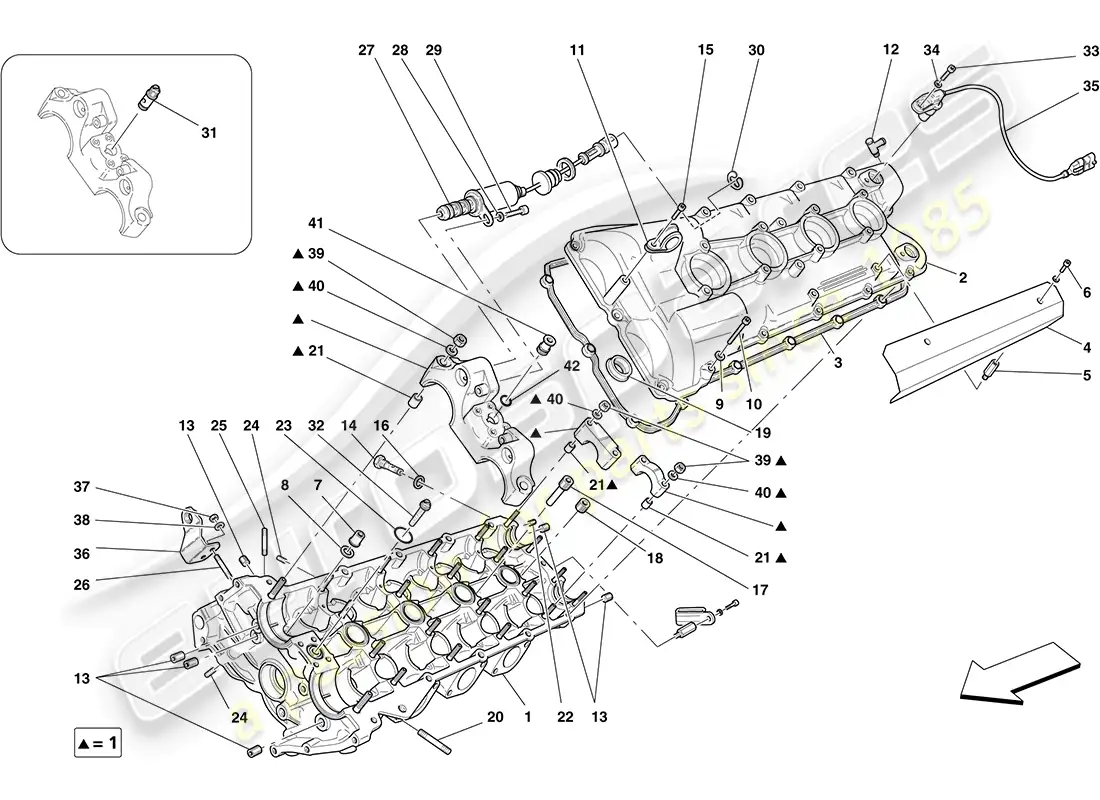 ferrari f430 coupe (usa) left hand cylinder head diagrama de piezas