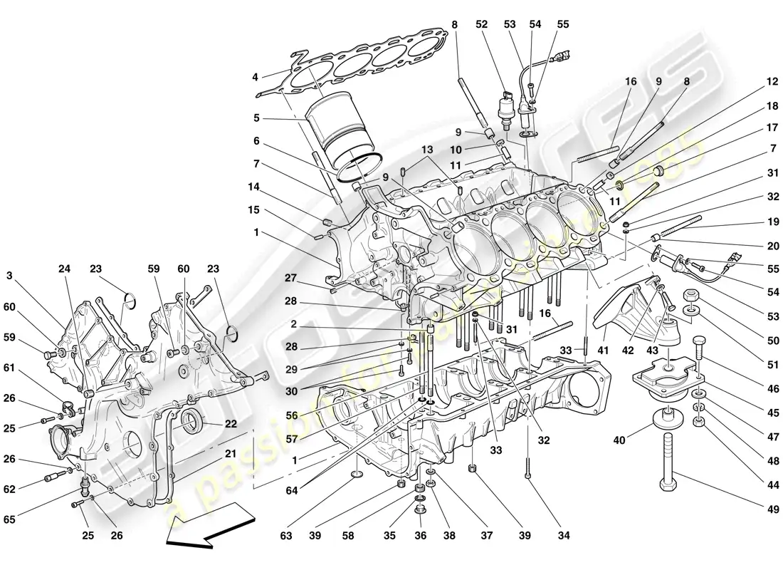 ferrari f430 scuderia spider 16m (rhd) crankcase diagrama de piezas