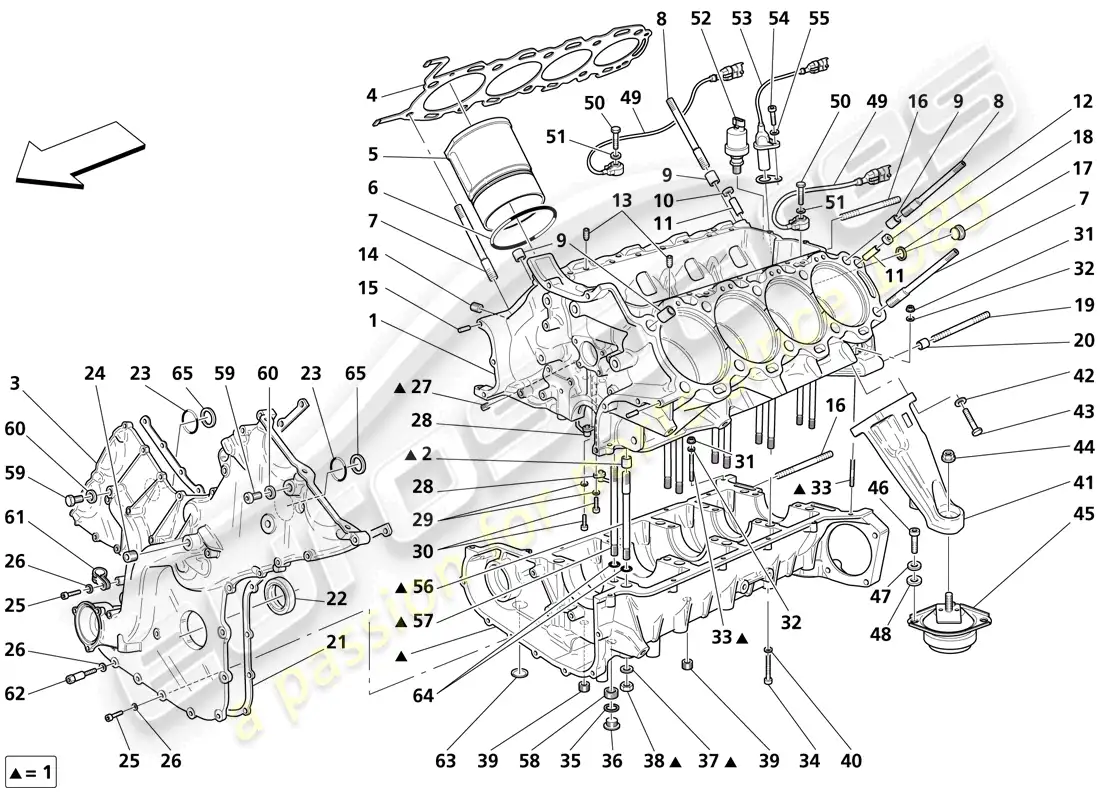 maserati trofeo crankcase diagrama de piezas