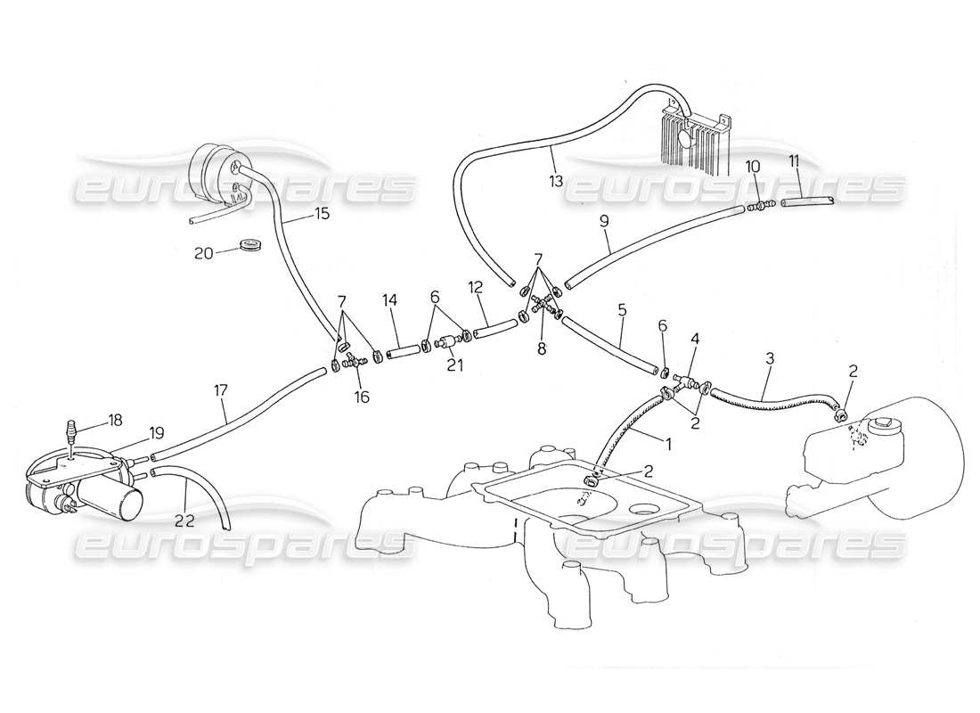 maserati 228 sistema de evaporación (dirección izquierda sin sonda lambda) diagrama de piezas