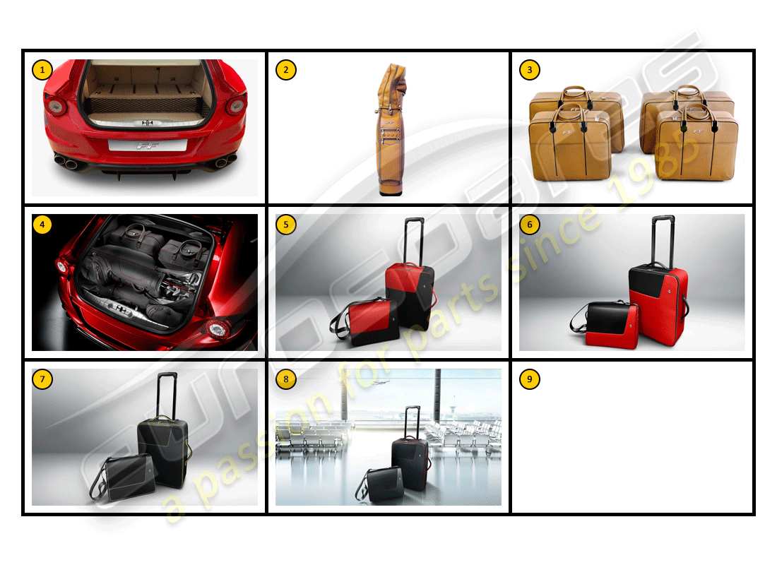 ferrari ff (accessories) equipo - diagrama general de piezas de equipaje