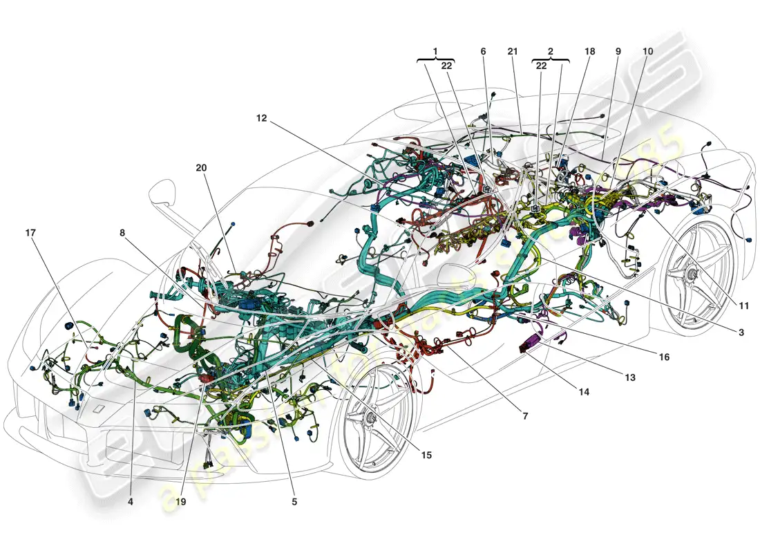 ferrari laferrari aperta (europe) arneses de cableado principales diagrama de piezas