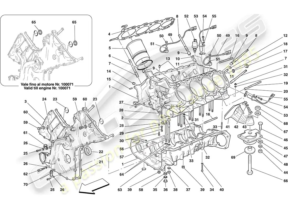 ferrari f430 coupe (rhd) crankcase diagrama de piezas