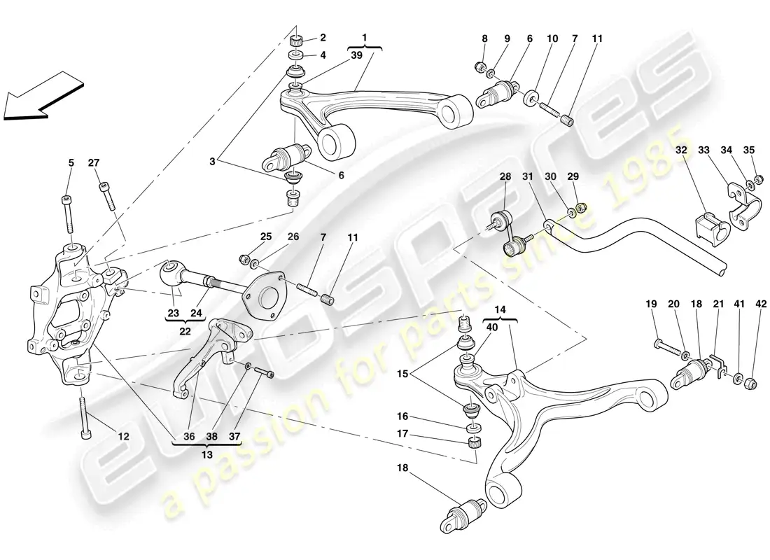 ferrari 612 sessanta (europe) suspensión trasera - brazos y barra estabilizadora diagrama de piezas