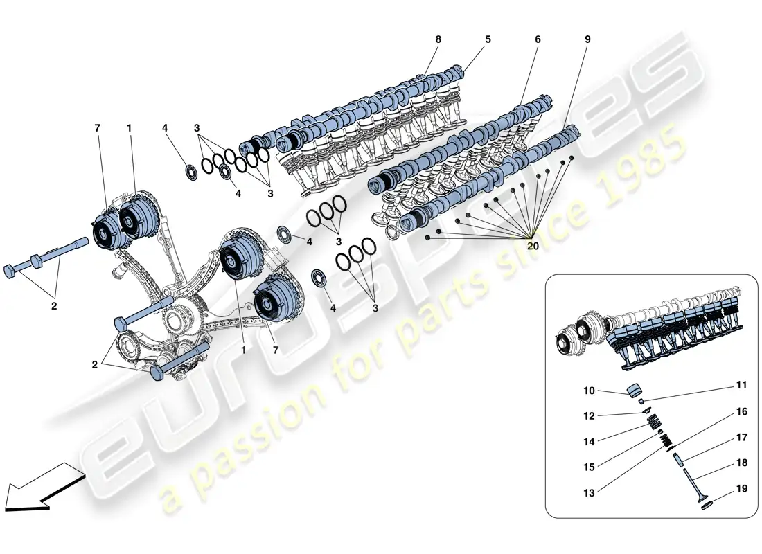 ferrari 812 superfast (rhd) timing system - tappets diagrama de piezas