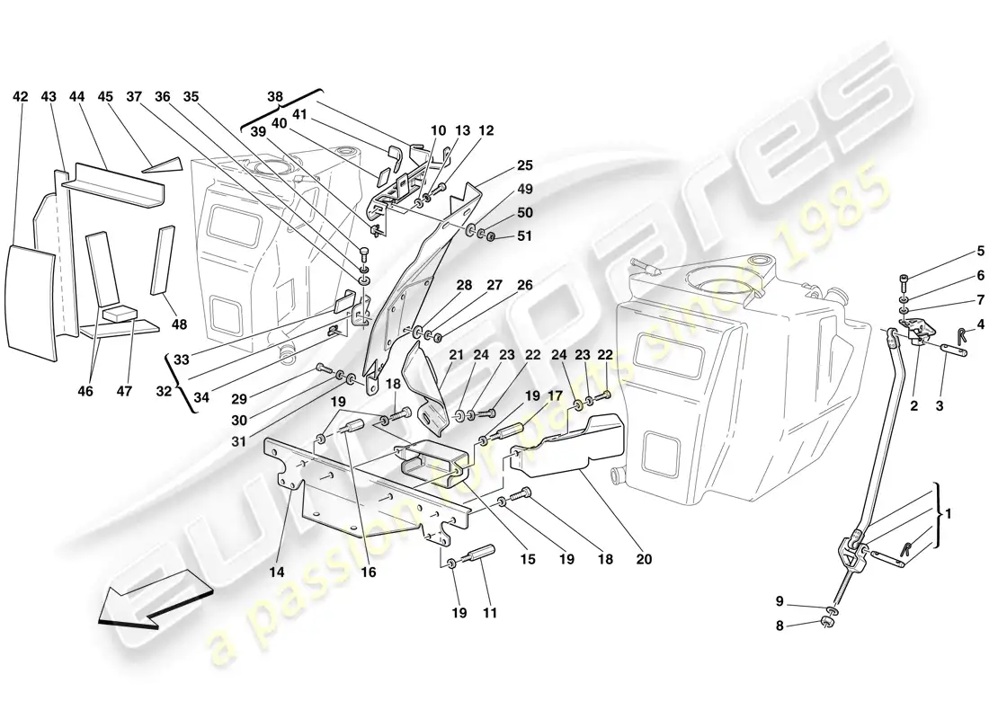 ferrari f430 spider (usa) tanques de combustible - sujetadores y protectores diagrama de piezas