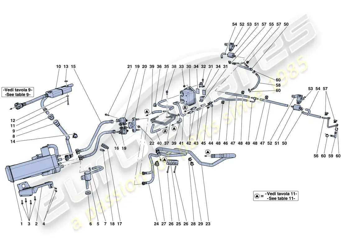 ferrari laferrari aperta (europe) sistema de control de emisiones evaporativas diagrama de piezas