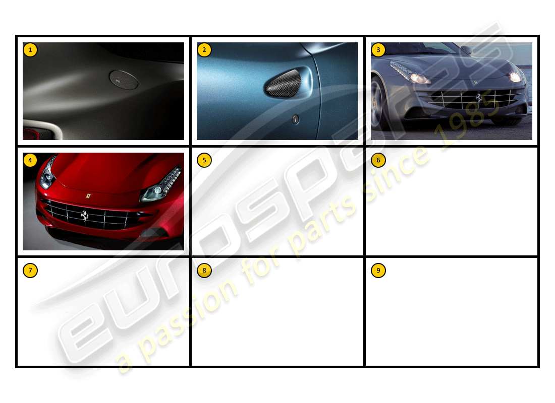 ferrari ff (accessories) exterior - carrocería diagrama de piezas