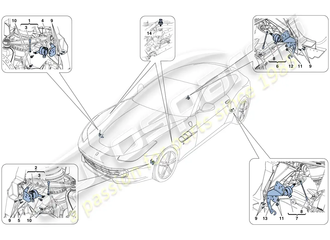 ferrari gtc4 lusso (rhd) gestión electrónica (suspensión) diagrama de piezas