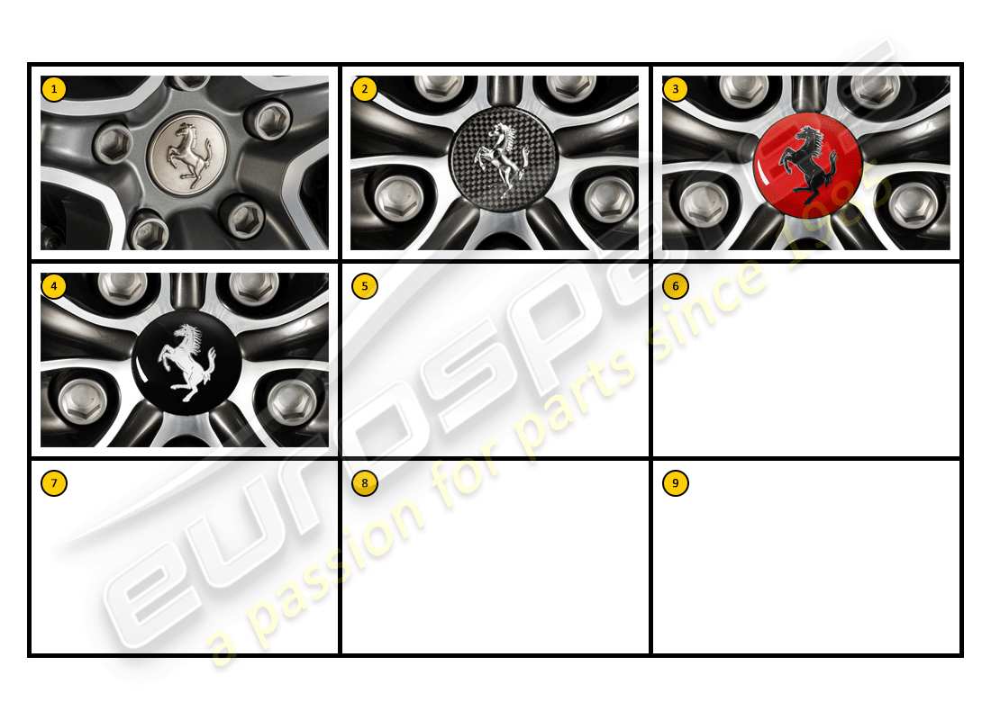 ferrari f430 spider (accessories) exterior - diagrama de piezas de tapacubos