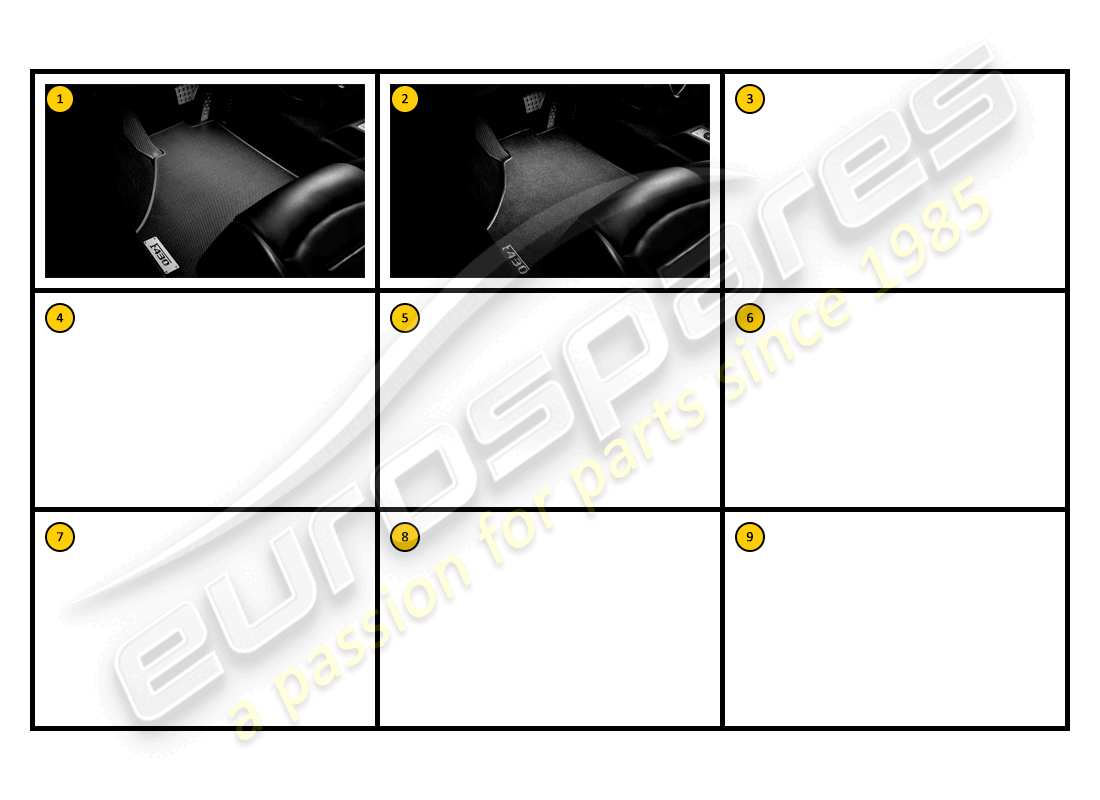 ferrari f430 spider (accessories) interior - diagrama de piezas de los tapetes