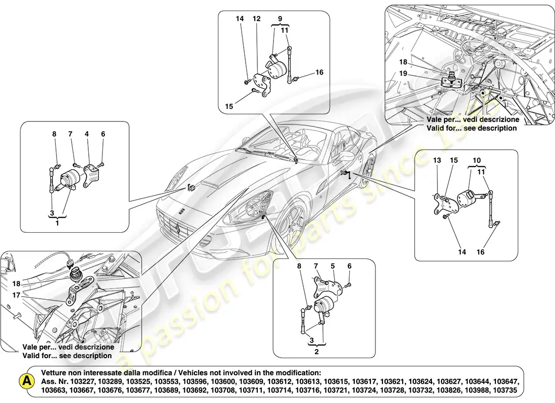ferrari california (europe) gestión electrónica (suspensión) diagrama de piezas