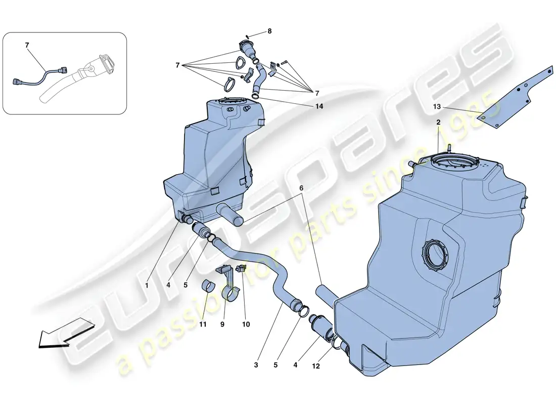 ferrari 458 spider (europe) depósitos de combustible y cuello de llenado diagrama de piezas