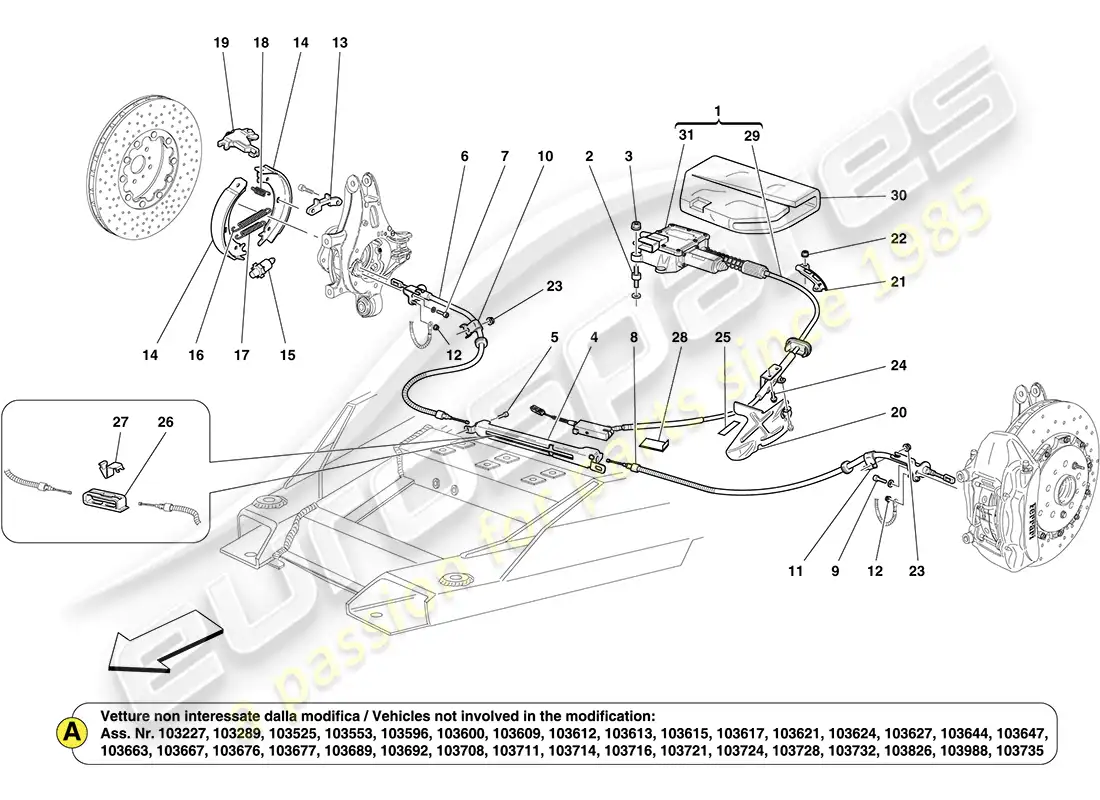 ferrari california (europe) parking brake diagrama de piezas