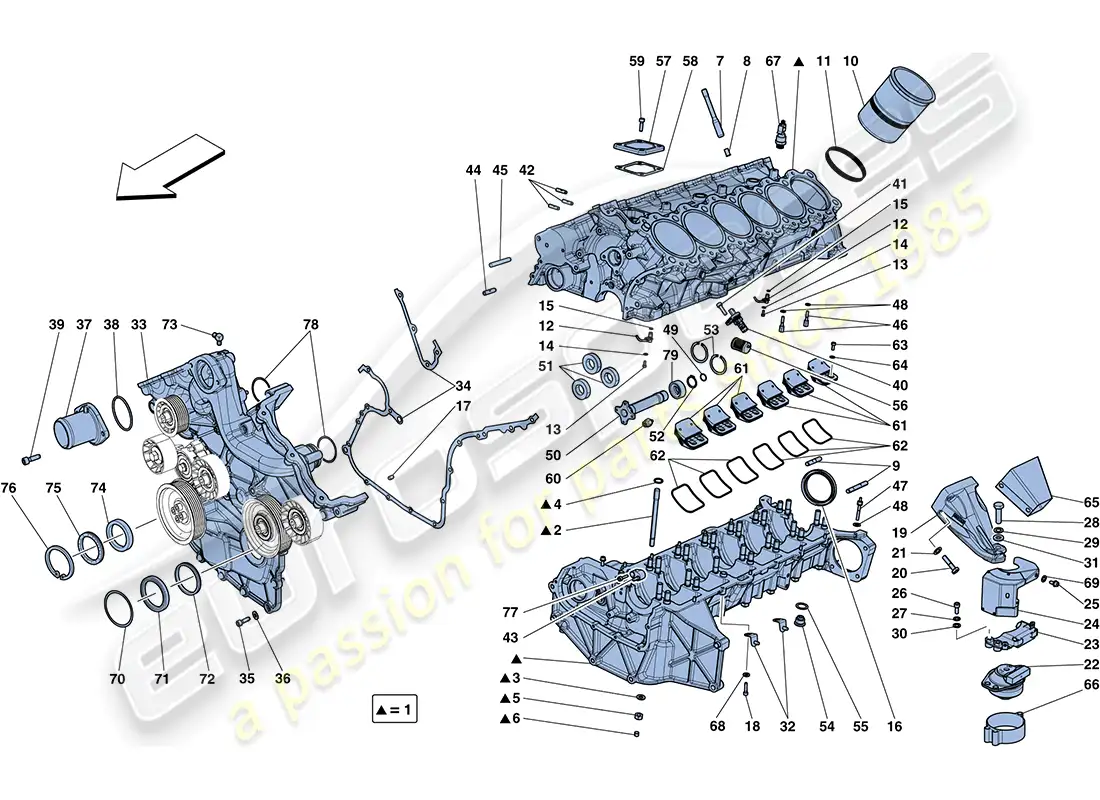 ferrari ff (rhd) crankcase diagrama de piezas