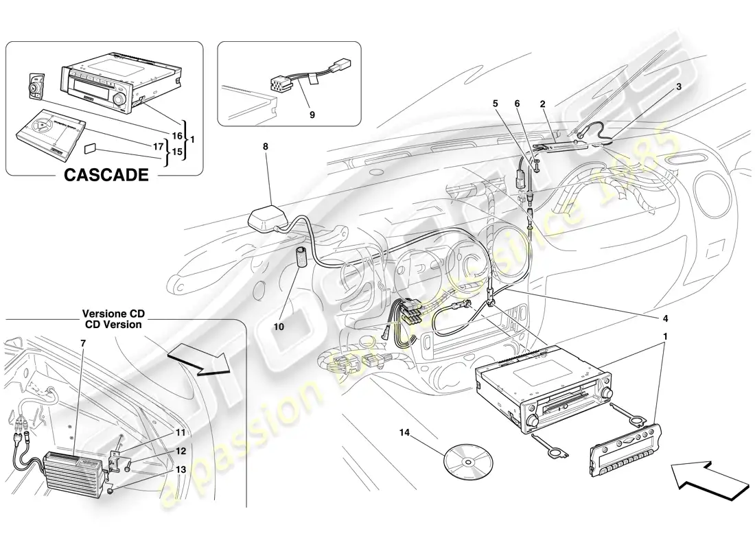 ferrari f430 spider (usa) sistema de alta fidelidad diagrama de piezas