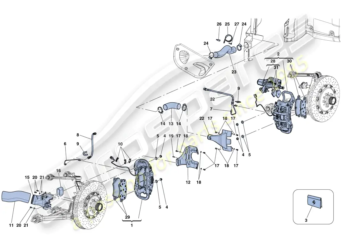 ferrari laferrari aperta (usa) pinzas de freno delantero y trasero diagrama de piezas