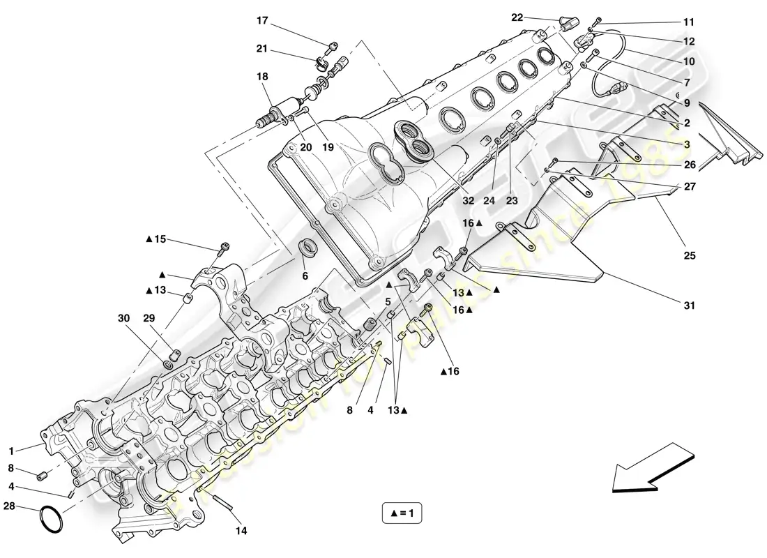 ferrari 599 sa aperta (rhd) left hand cylinder head diagrama de piezas