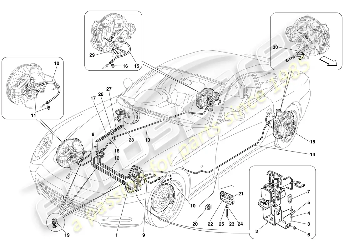 ferrari 612 sessanta (europe) brake system diagrama de piezas