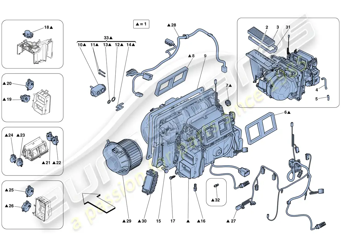 ferrari 458 speciale (usa) unidad evaporadora diagrama de piezas