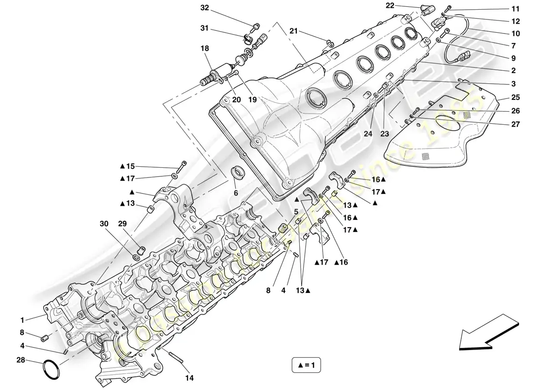 ferrari 599 gtb fiorano (usa) left hand cylinder head diagrama de piezas