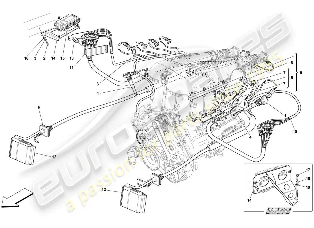 ferrari f430 scuderia spider 16m (rhd) inyección - sistema de encendido diagrama de piezas