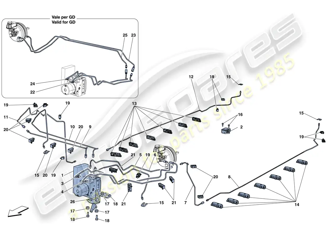 ferrari california t (europe) brake system diagrama de piezas