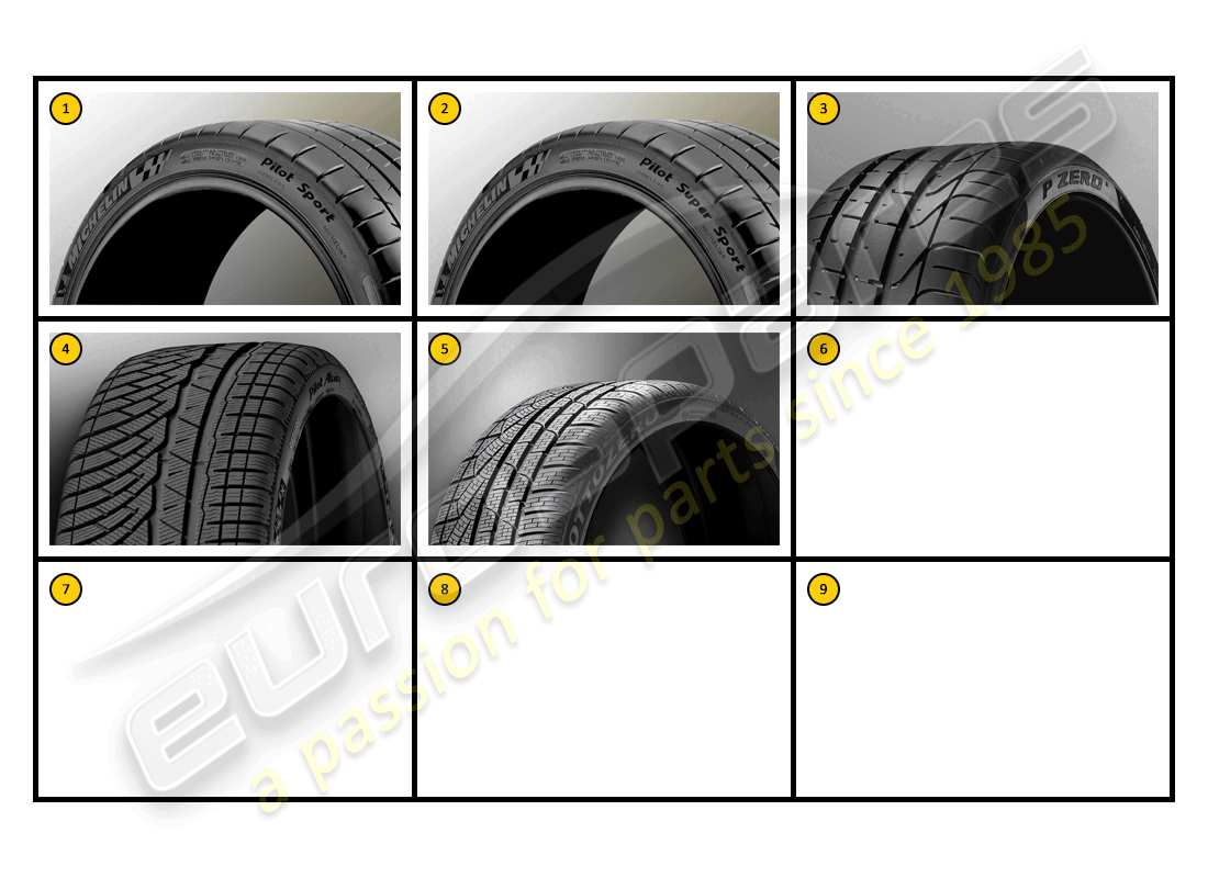 ferrari california (accessories) equipo - diagrama de piezas de neumáticos