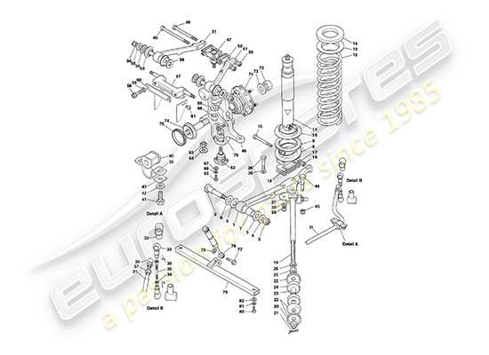 un diagrama de piezas del catálogo de piezas aston martin v8 coupe (1999)