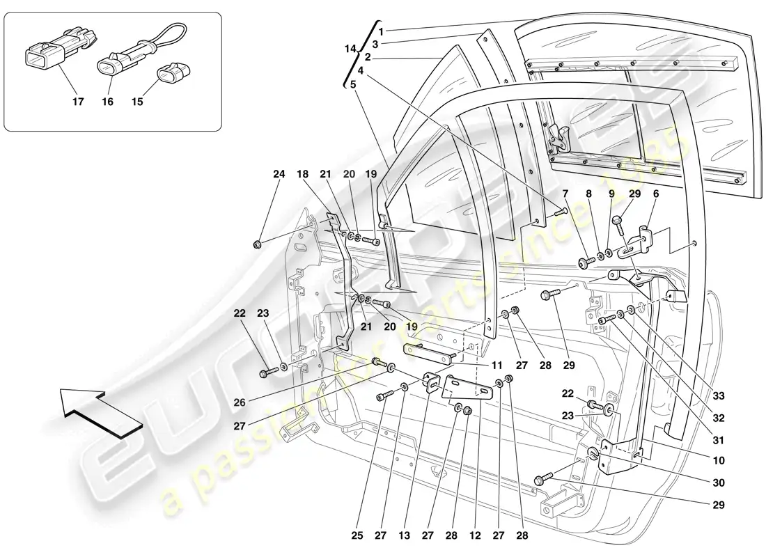 ferrari f430 scuderia spider 16m (rhd) cuarto de luz diagrama de piezas