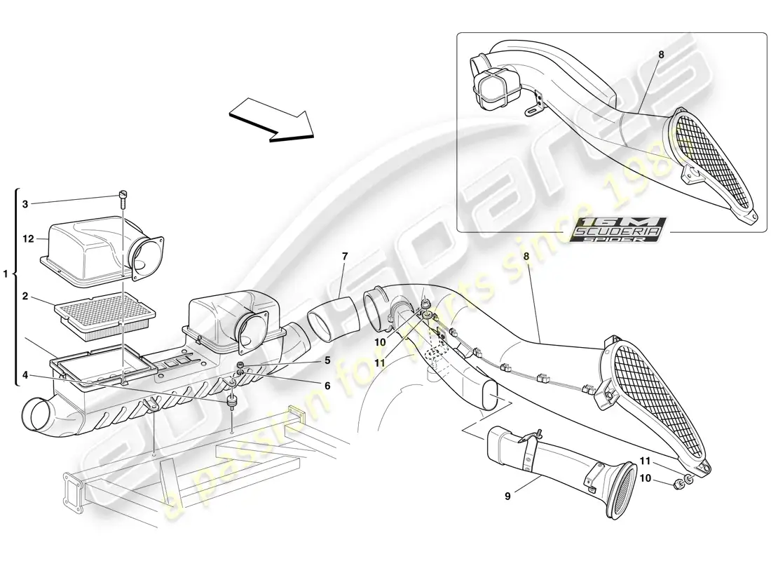 ferrari f430 scuderia (usa) toma de aire diagrama de piezas