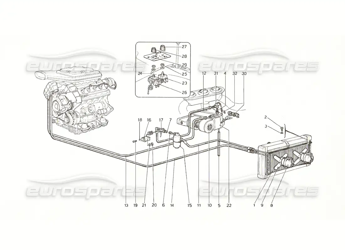 ferrari 308 gt4 dino (1976) sistema de aire acondicionado (del no. 12180) diagrama de piezas