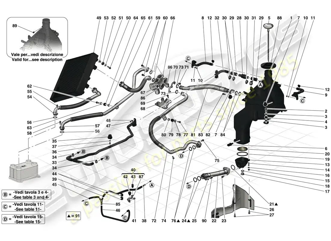 ferrari laferrari (usa) sistema de lubricación y sistema de recuperación de vapor de aceite diagrama de piezas