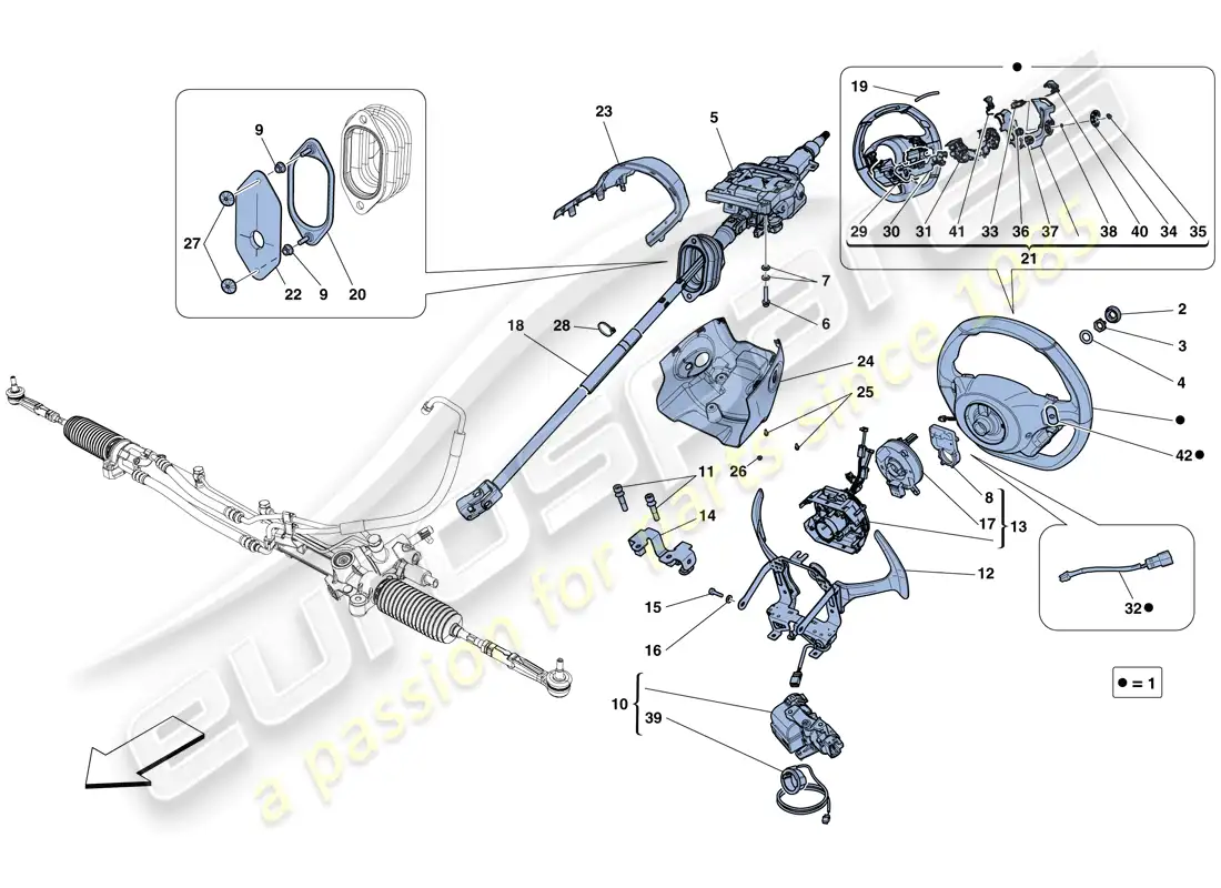 ferrari f12 tdf (europe) control de dirección diagrama de piezas