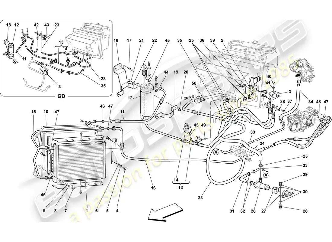 ferrari f430 coupe (rhd) sistema de ca diagrama de piezas