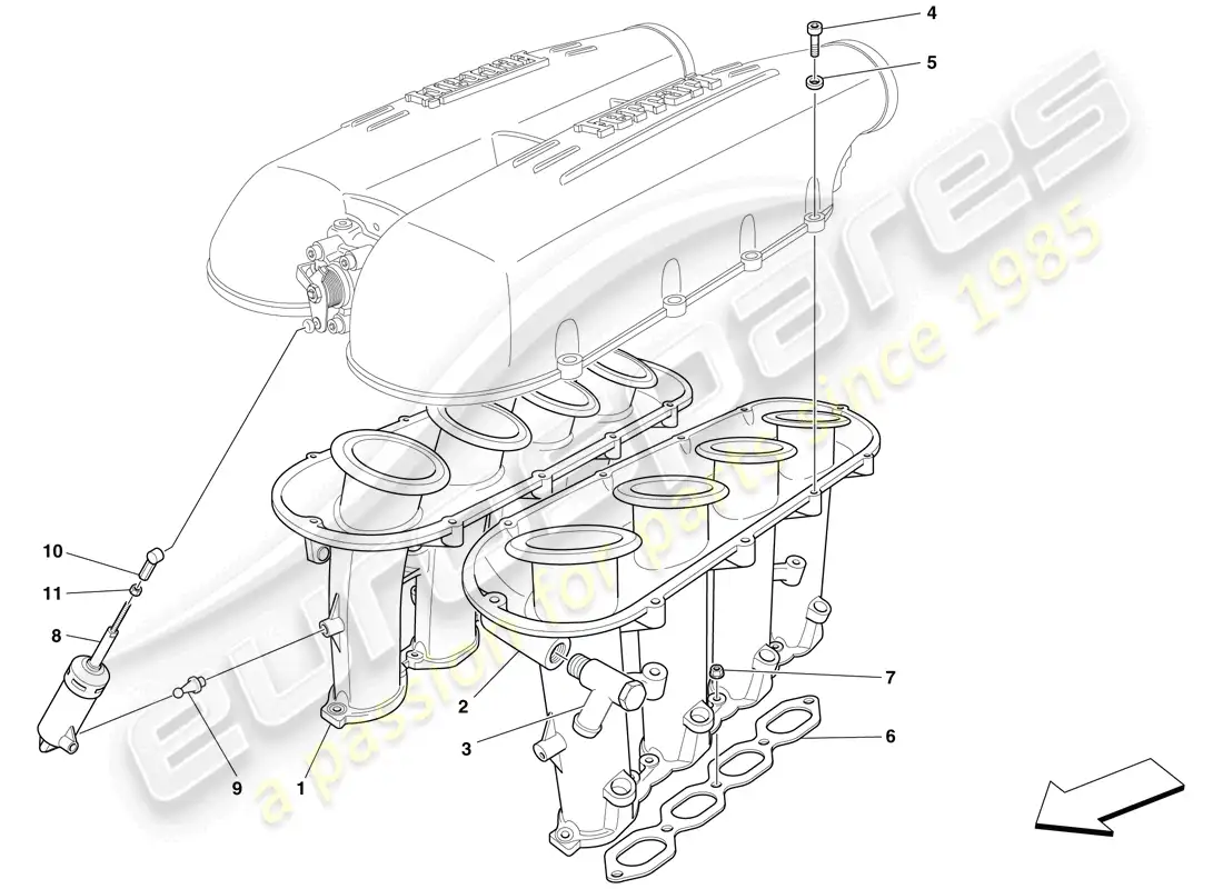 ferrari f430 scuderia (usa) colector de admisión diagrama de piezas