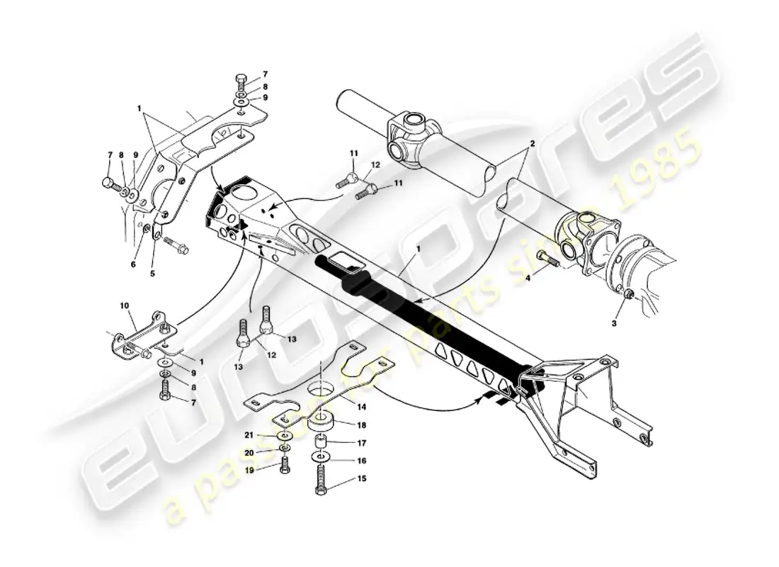 aston martin v8 volante (1998) tubo de torsión y árbol de transmisión diagrama de piezas
