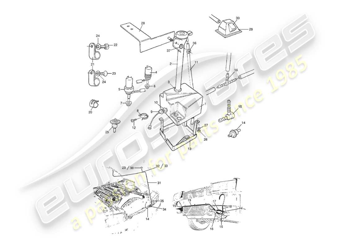 aston martin v8 virage (2000) diagrama de piezas de lavaparabrisas y faros