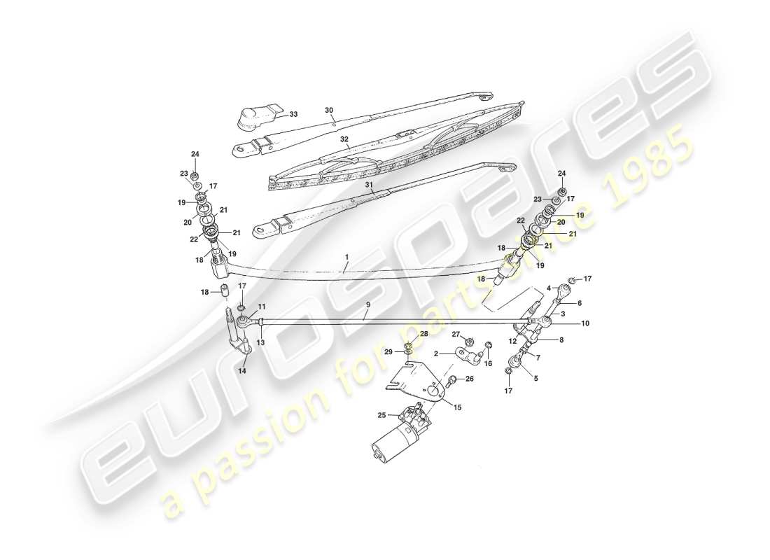 aston martin v8 virage (2000) limpiaparabrisas diagrama de piezas