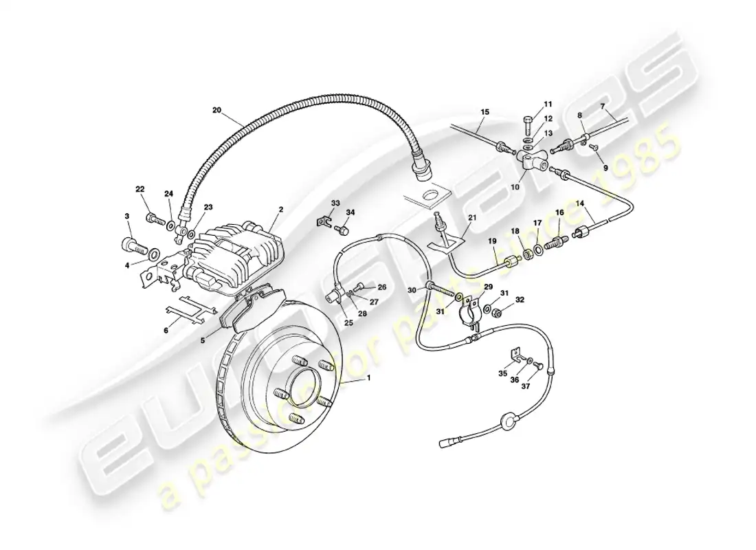 aston martin v8 coupe (2000) rear brakes diagrama de piezas