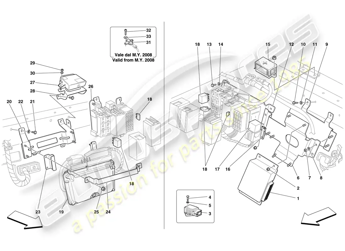 ferrari f430 spider (europe) ecu del habitáculo trasero diagrama de piezas