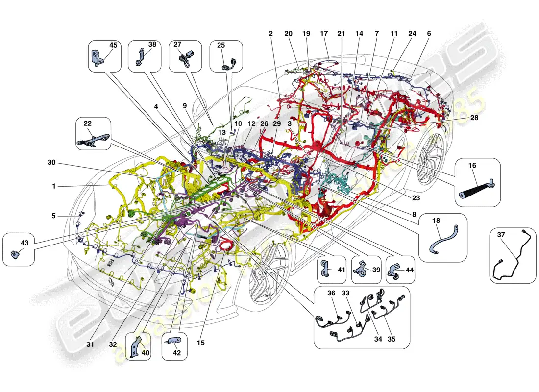 ferrari 812 superfast (rhd) arneses de cableado principales diagrama de piezas