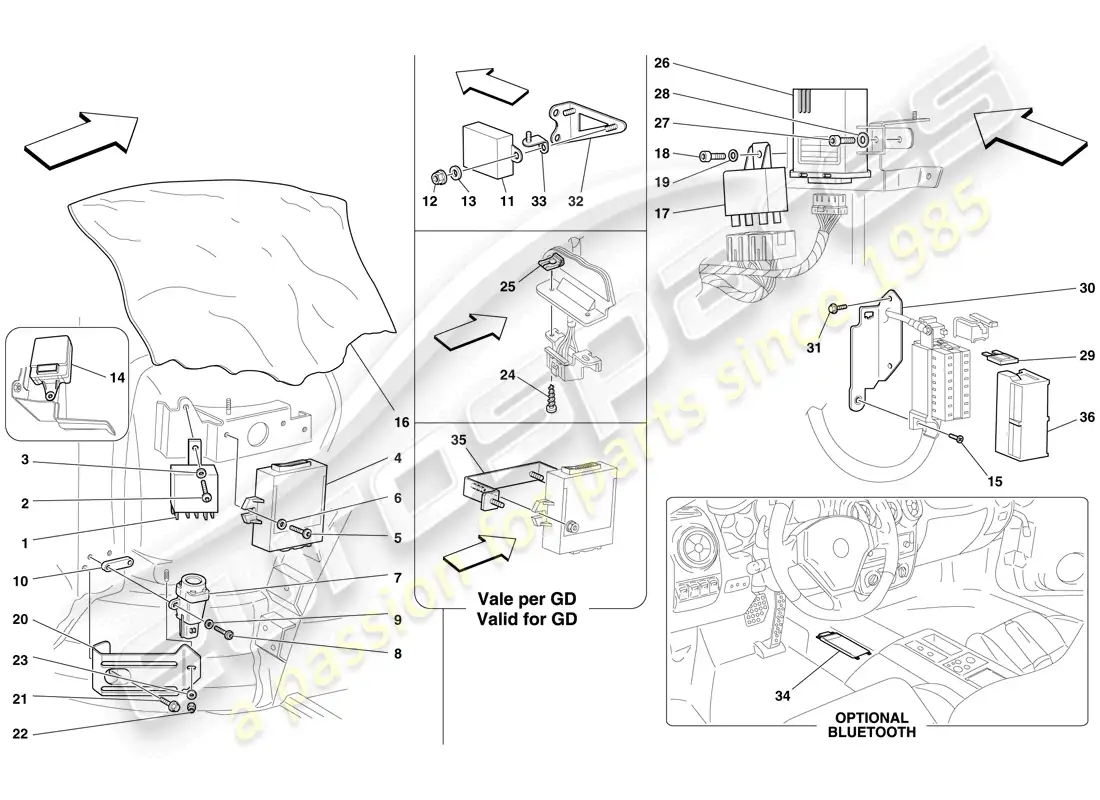 ferrari f430 spider (europe) ecu del habitáculo delantero diagrama de piezas