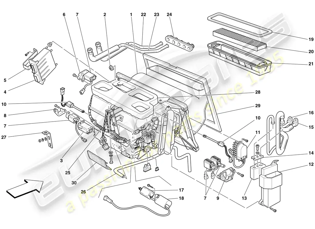 ferrari f430 scuderia (usa) unidad evaporadora diagrama de piezas