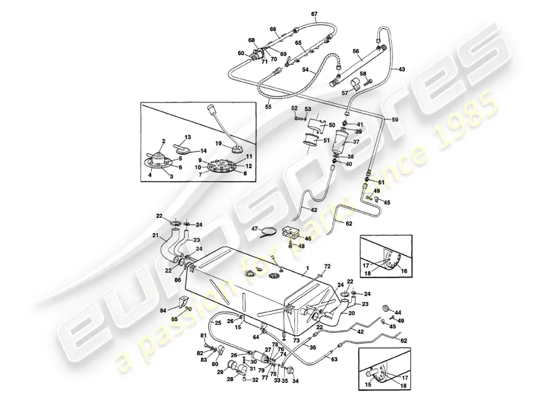 aston martin v8 volante (2000) fuel system diagrama de piezas