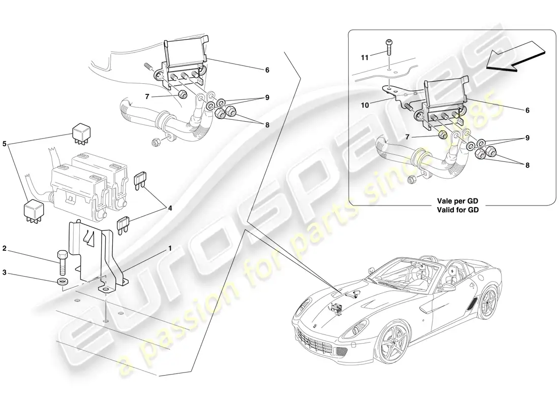 ferrari 599 sa aperta (europe) ecu del compartimiento del motor diagrama de piezas