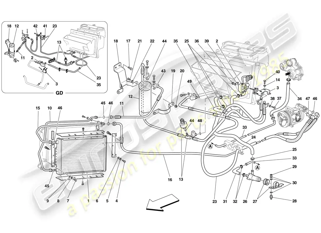 ferrari f430 scuderia (usa) sistema de ca diagrama de piezas