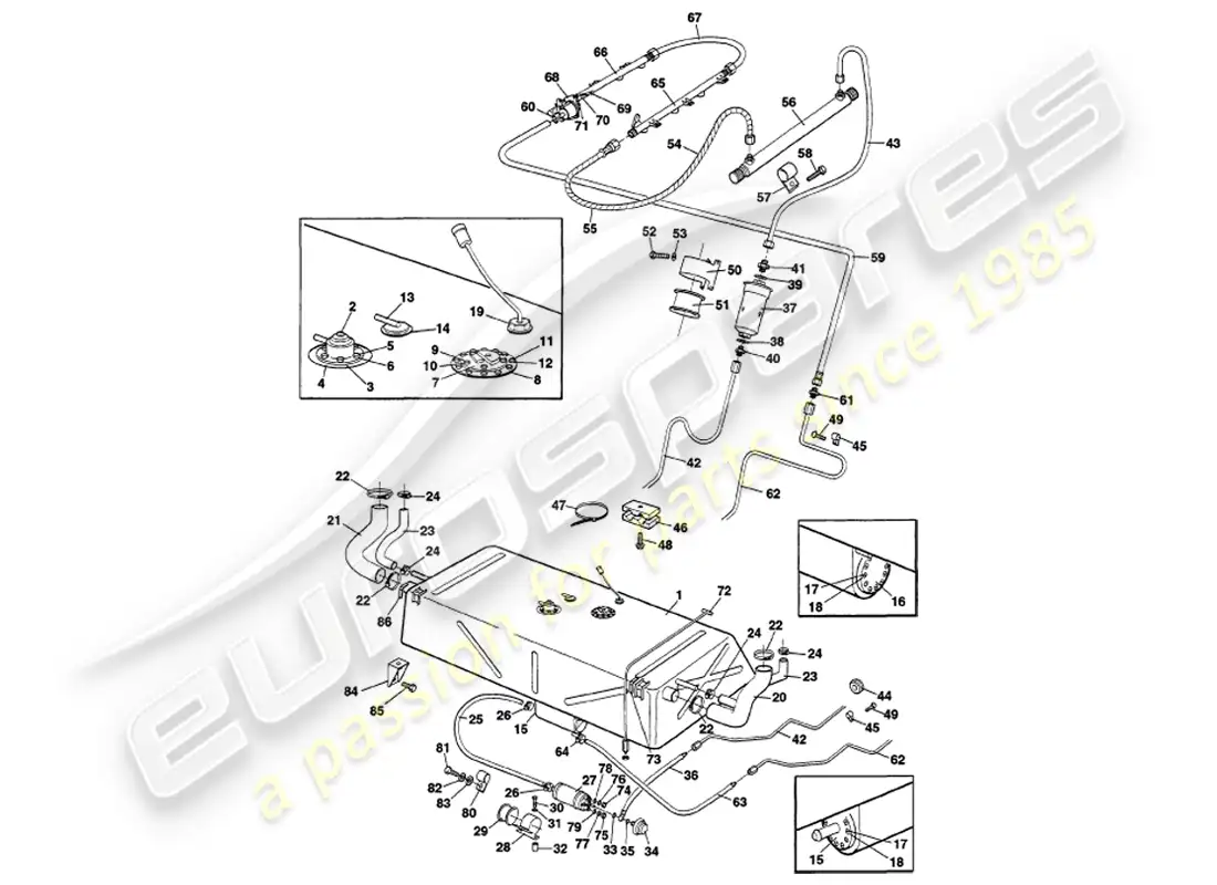 aston martin v8 volante (1999) fuel system diagrama de piezas